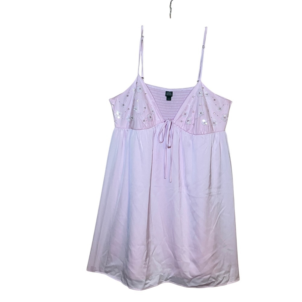 Wild Fable Babydoll Dress Women L Pink Excellent Sequin Floral Smocked Y2K